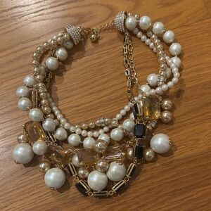 Elegant Pearl and Gold Statement Necklace